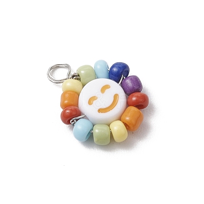 Acrylic & Glass & Copper Pendants PALLOY-JF03892-01-1