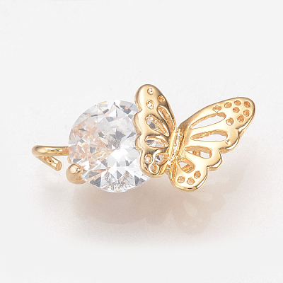 Brass Cubic Zirconia Pendants X-ZIRC-Q002-106G-1