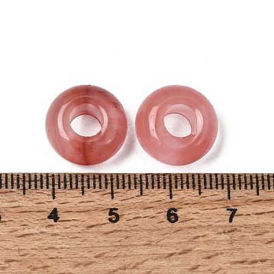 Cherry Quartz Glass European Large Hole Beads G-Q442-17-1