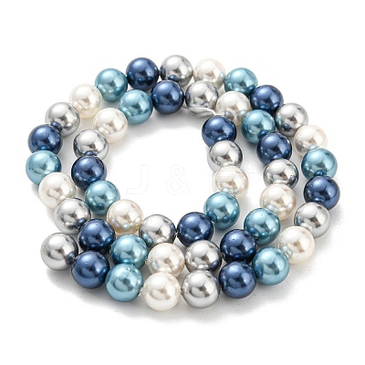 Electroplated Shell Pearl Beads Strands SHEL-F008-03B-07-1