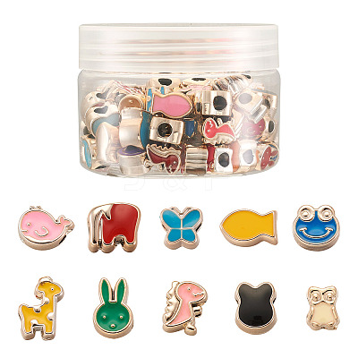 100Pcs 10 Style UV Plating Acrylic European Beads OACR-CD0001-04-1