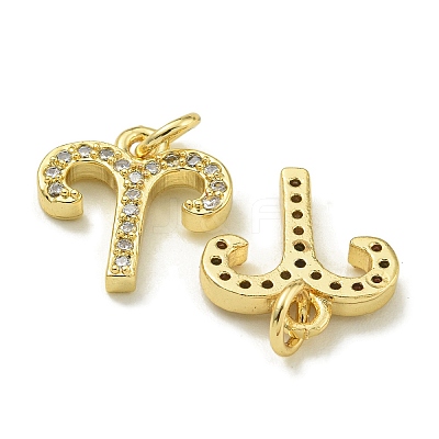 Rack Plating Brass Micro Pave Cubic Zirconia Pendants KK-K386-02G-G-1