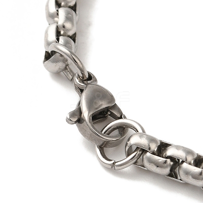 316 Surgical Stainless Steel Box Chain Hamsa Hand Link Bracelets BJEW-Q349-12AS-1