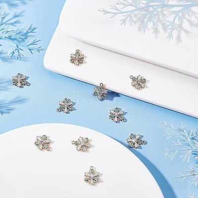 Brass Micro Pave Pale Turquoise Cubic Zirconia Charms ZIRC-BBC0001-09-1