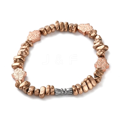 Electroplated Non-magnetic Hematite Chips Stretch Bracelets for Men Women BJEW-G728-04-1