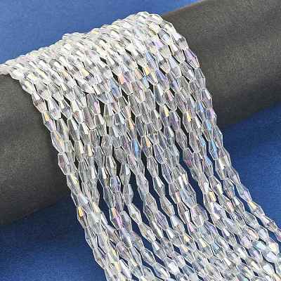 Electroplate Glass Beads Strands X-EGLA-R020-8x4mm-13-1