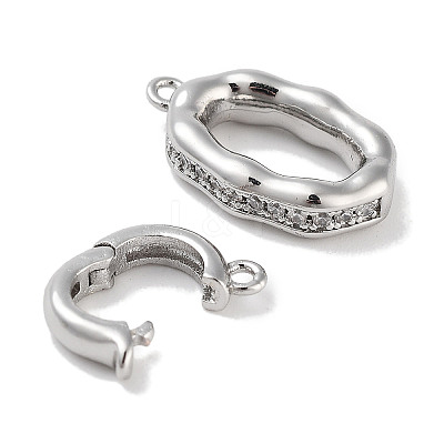 Brass Micro Pave CLear Cubic Zirconia Interlocking Clasps KK-C051-49P-1