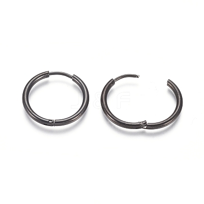 304 Stainless Steel Huggie Hoop Earrings LS-EJEW-F111A-20mm-B-1