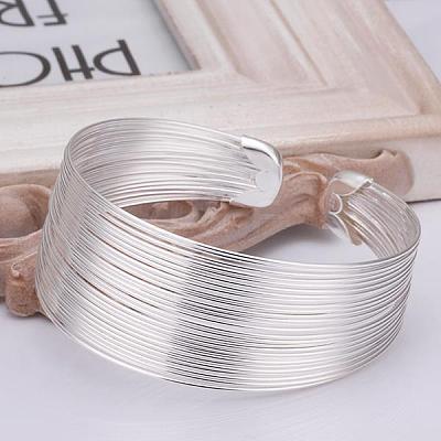 Classic Brass Cuff Bangles For Women BJEW-BB12232-1