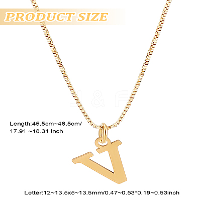 1pc 304 Stainless Steel Letter Pendant Necklaces NJEW-LP0001-38V-G-1