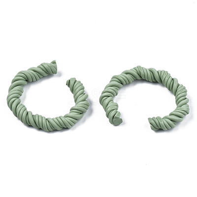 Polymer Clay Twist Rope Open Ring CLAY-N010-031-04-1