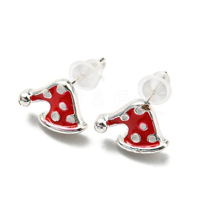 Christmas Theme Brass Stud Earrings EJEW-D062-01D-S-1