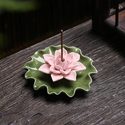 Lotus Leaf & Lotus Flower Porcelain Incense Burners PW-WG78E79-02-1