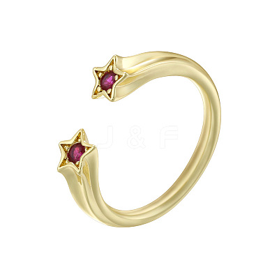Brass Micro Pave Cubic Zirconia Cuff Open Rings for Women FS-WG15C9D-07-1