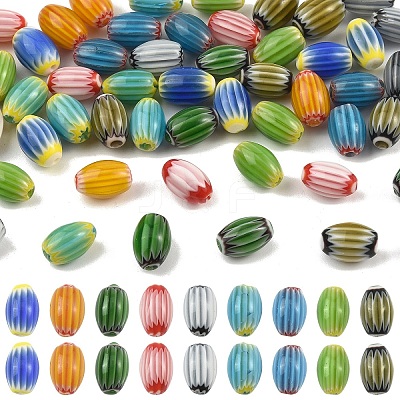 54Pcs 9 Colors Handmade Millefiori Lampwork Beads LAMP-YW0004-20-1