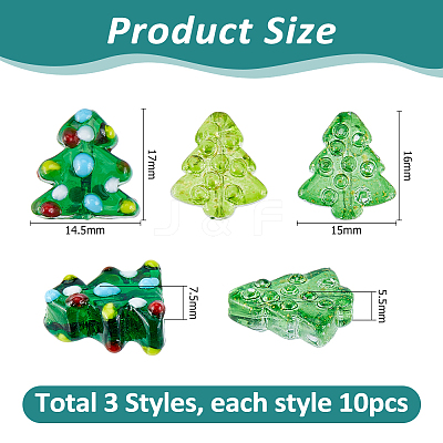 30Pcs 3 Styles Dyed & Heated Glass Beads GLAA-HS0001-21-1