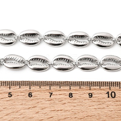 Ocean Beach 304 Stainless Steel Shell Shape Link Chain Necklaces for Women STAS-H258-01P-1