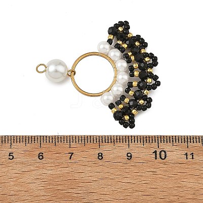 304 Stainless Steel & Glass Seed Beaded Pendants PALLOY-MZ01376-01-1