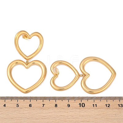 304 Stainless Steel Hollow Heart Dangle Stud Earrings EJEW-Z096-03G-1