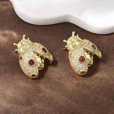 Brass Micro Pave Cubic Zirconia Stud Earrings EJEW-F400-03B-G-1