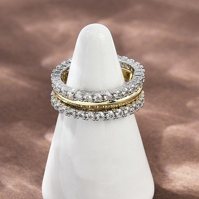 Brass Micro Pave Cubic Zirconia Finger Rings RJEW-D325-01PG-01-1