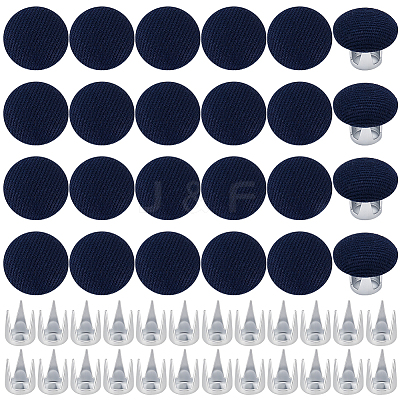 24 Bags Flat Round Cloth Cap Nail Buttons BUTT-BC0001-21B-1