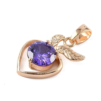 Brass Micro Pave Cubic Zirconia Pendants KK-E795-27KCG-03-1