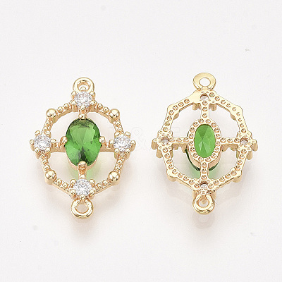 Brass Cubic Zirconia Links KK-T038-550B-NF-1
