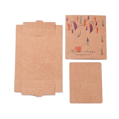 Kraft Paper Boxes and Earring Jewelry Display Cards CON-L015-B01-1