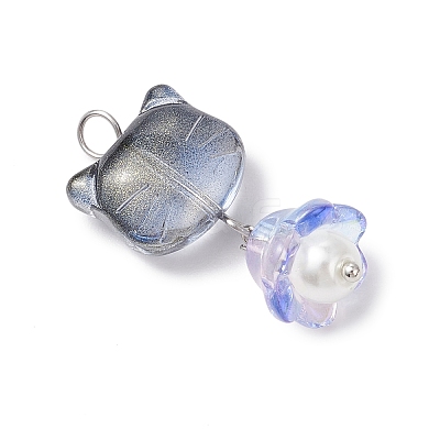 7Pcs Handmade Lampwork Pendants PALLOY-JF04245-01-1
