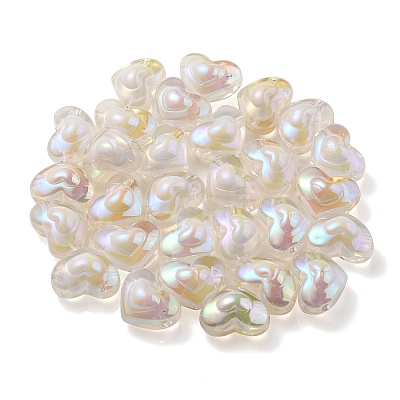 UV Plating Rainbow Iridescent Transparent Acrylic Beads OACR-C007-04B-1