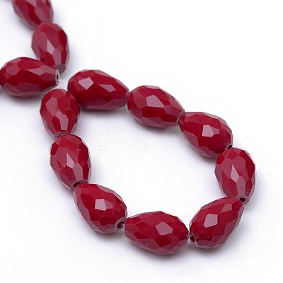 Solid Color Glass Faceted teardrop X-GLAA-Q052B-03-1