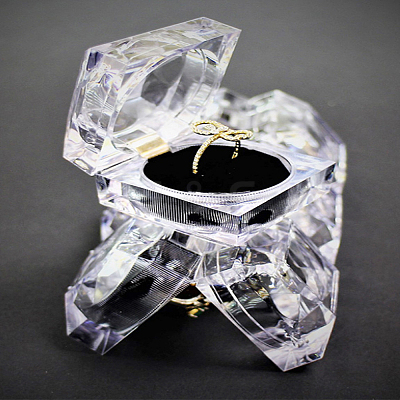 10Pcs Transparent Plastic Ring Boxes OBOX-LP0001-03-1