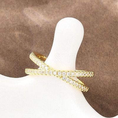Brass Micro Pave Cubic Zirconia Finger Rings RJEW-D340-01G-03-1