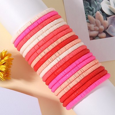 Polymer Clay Heishi Surfer Stretch Bracelets Set BJEW-SW00125-1