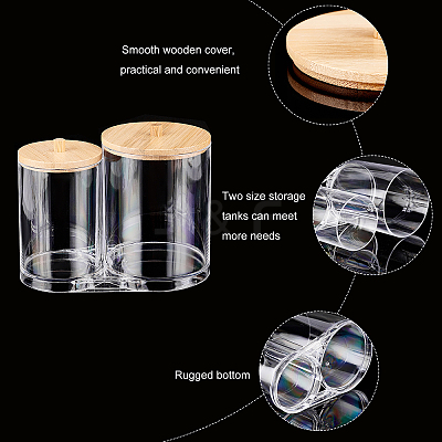 2Pcs Plastic with Wood Containers CON-NB0001-76-1