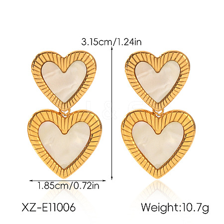 304 Stainless Steel Shell Stud Dangle Earrings for Women WGC6C09-01-1