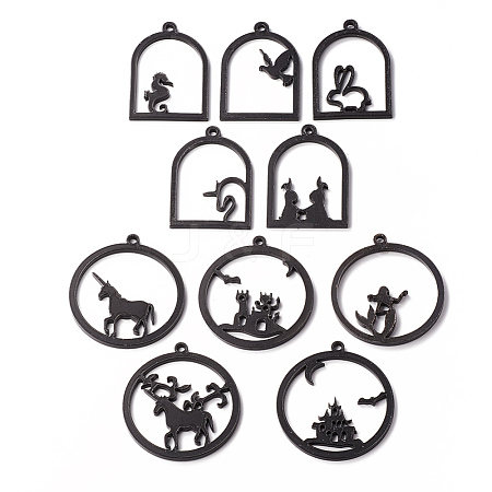 Animal Theme Acrylic Open Back Bezel Pendants KY-X0008-15-1