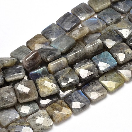 Natural Labradorite Square Bead Strands G-L357-12mm-10-1