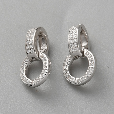 925 Sterling Silver Pave Cubic Zirconia Twister Clasps STER-WH0027-07A-P-1