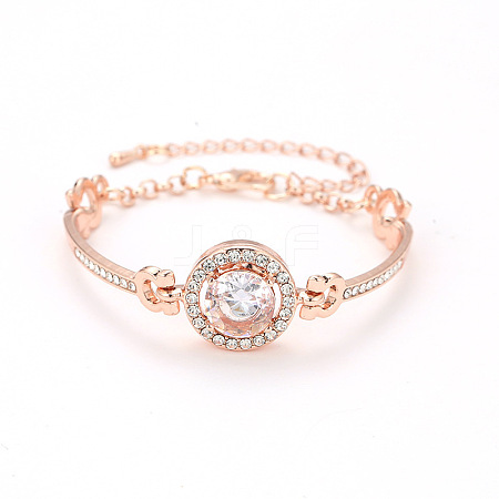Flat Round Zinc Alloy with Crystal Rhinestone Bangles for Women FS-WG299D2-01-1