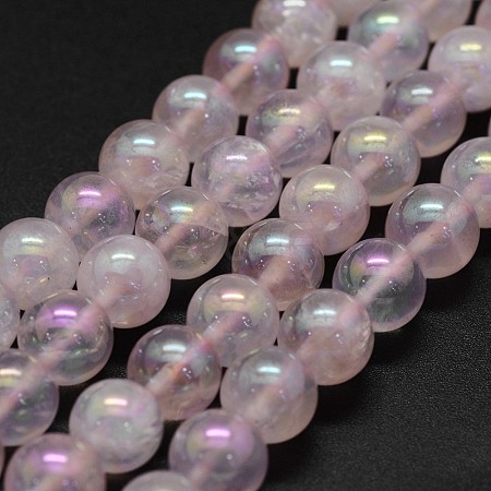 Electroplated Natural Rose Quartz Beads Strands G-K285-06-8mm-1