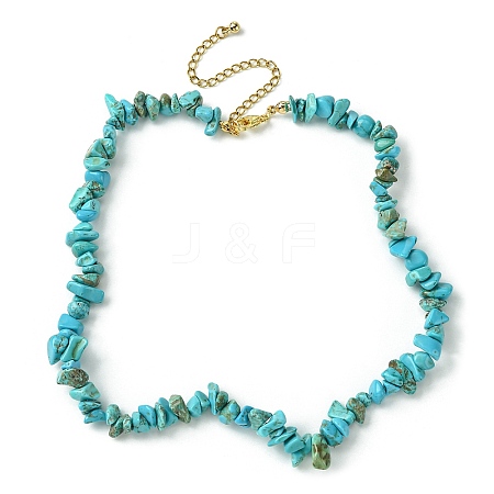 Synthetic Turquoise Chips Beaded Necklace NJEW-FZ00004-02-1