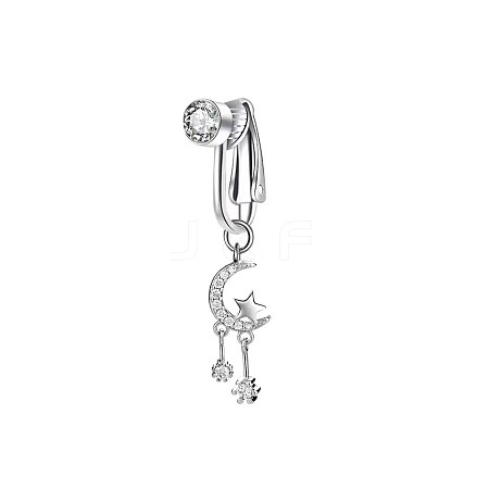 Brass Pave Clear Cubic Zirconia Clip on Belly Rings FS-WG683DA-07-1