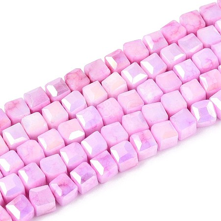 Anti-Tarnish Electroplate Glass Beads Strands GLAA-T025-4mm-10G-1