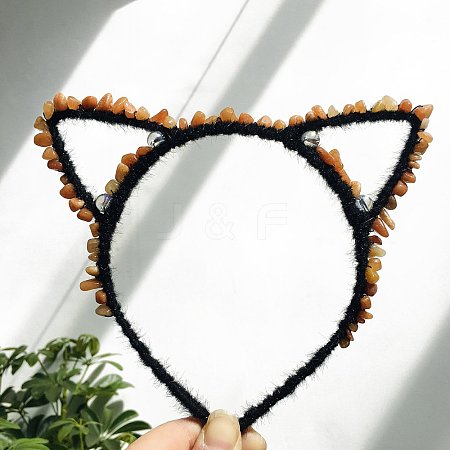 Natural Red Aventurine Hair Bands PW-WG9AADF-08-1