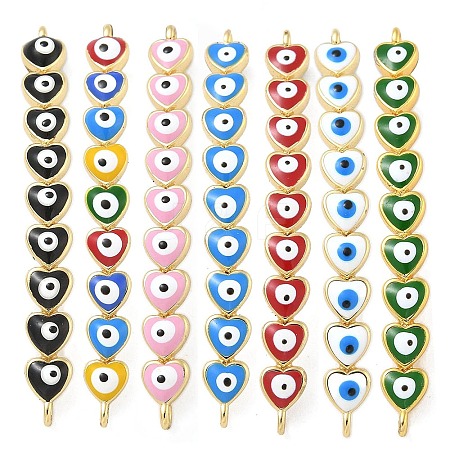 Rack Plating Brass Enamel Evil Eye Connector Charms KK-A234-023G-1