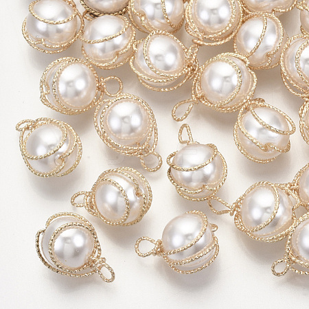ABS Plastic Imitation Pearl Pendants KK-N235-020B-1