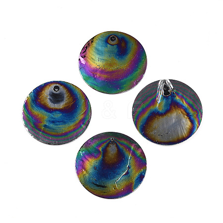 Spray Painted Natural Capiz Shell Pendants SSHEL-Z002-01C-1