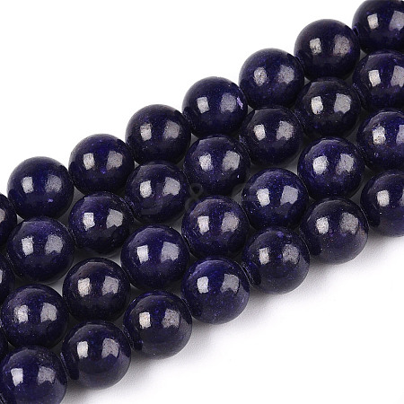 Dyed Natural Mashan Jade Round Beads Strands G-T139-8mm-67H-1